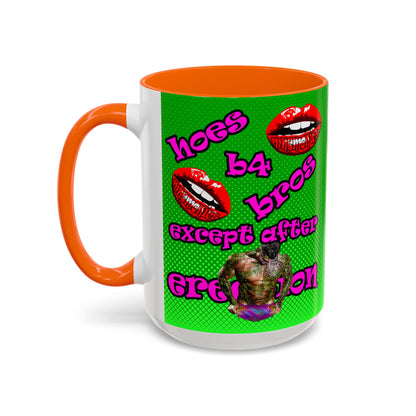 hoes b4 bros - Accent Mug (logo green)