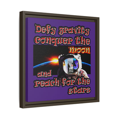 defy conquer reach - framed canvas art (purple)