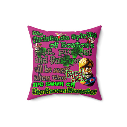 christmas spirits of boston - Spun Polyester Square Pillow - (pink)