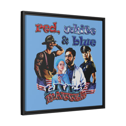 rw&b lives matter - framed canvas art (light blue)