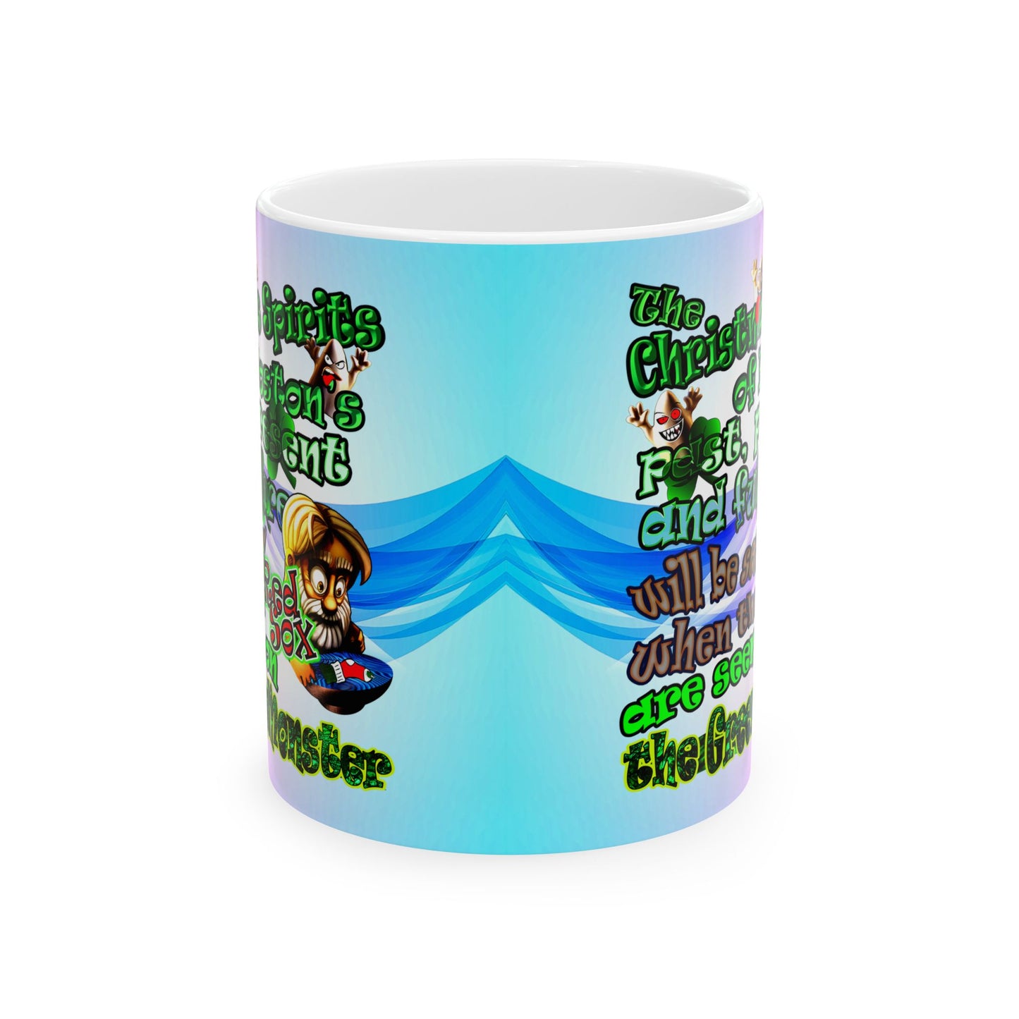 christmas spirits of boston - White Mug (light blue-pink wave)