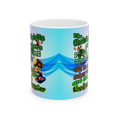 christmas spirits of boston - White Mug (light blue-pink wave)