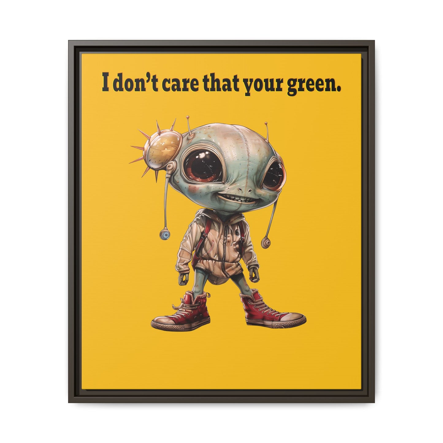 I don't care that your green - framed canvas art (yellow)