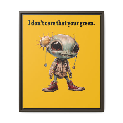 I don't care that your green - framed canvas art (yellow)