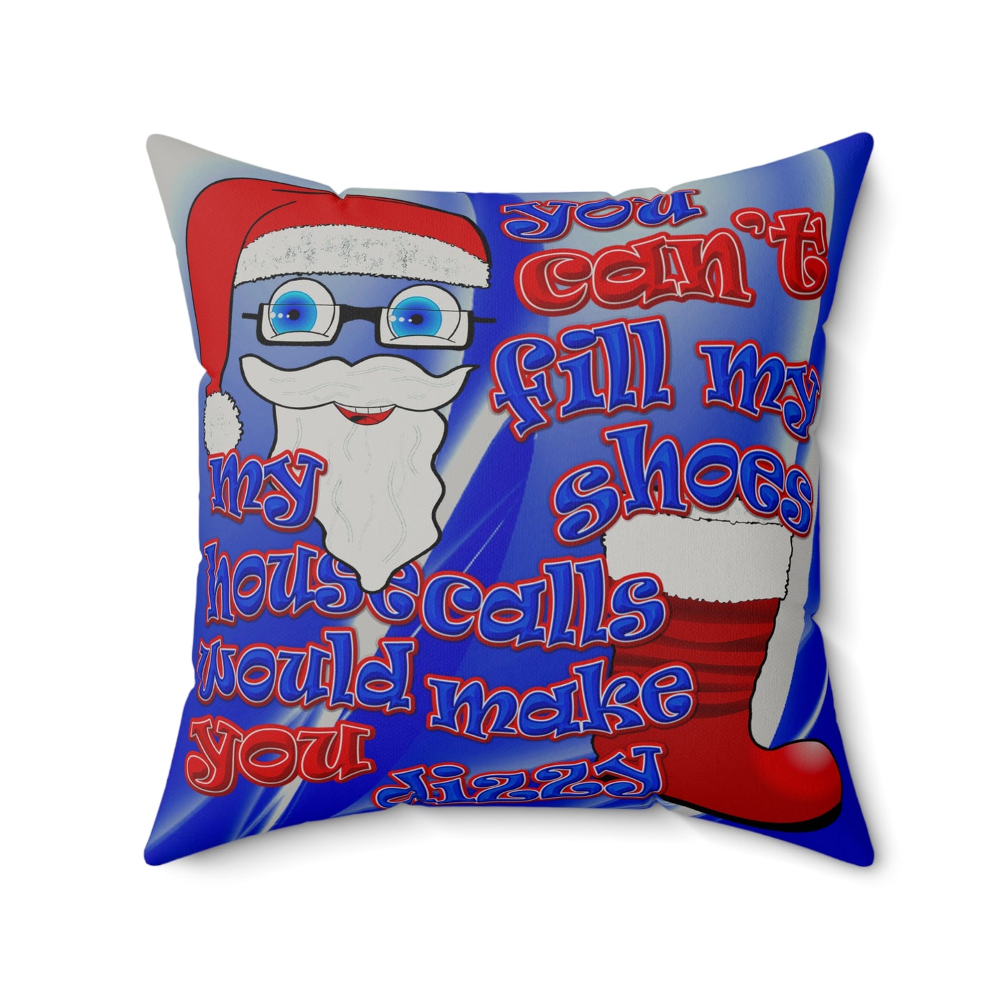 santa's shoes - Faux Suede Square Pillow - (blue-white wave)