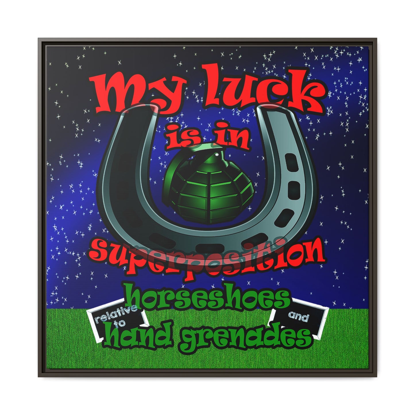my luck - framed canvas art ('snoops' background)