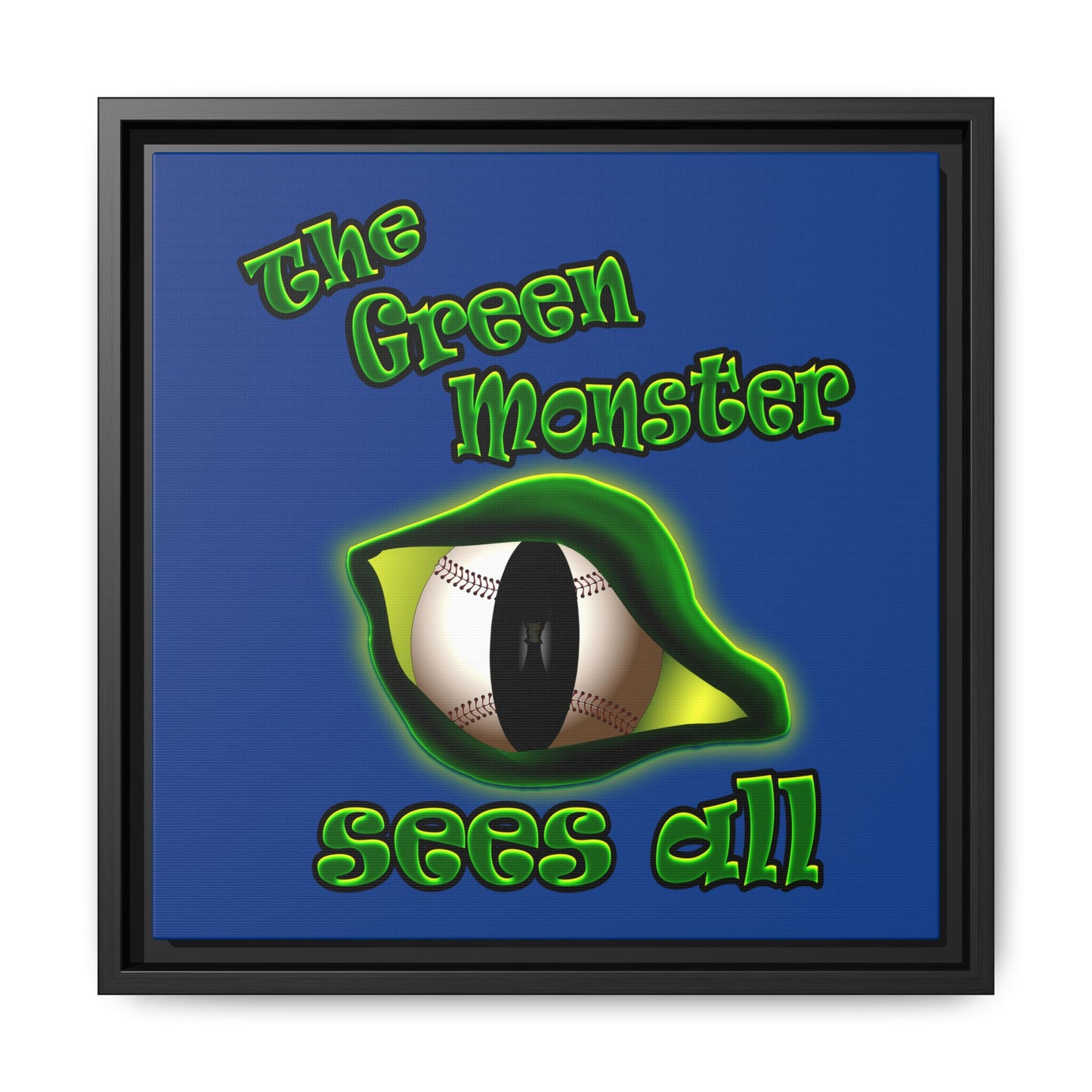 green monster - framed canvas art (dark blue)
