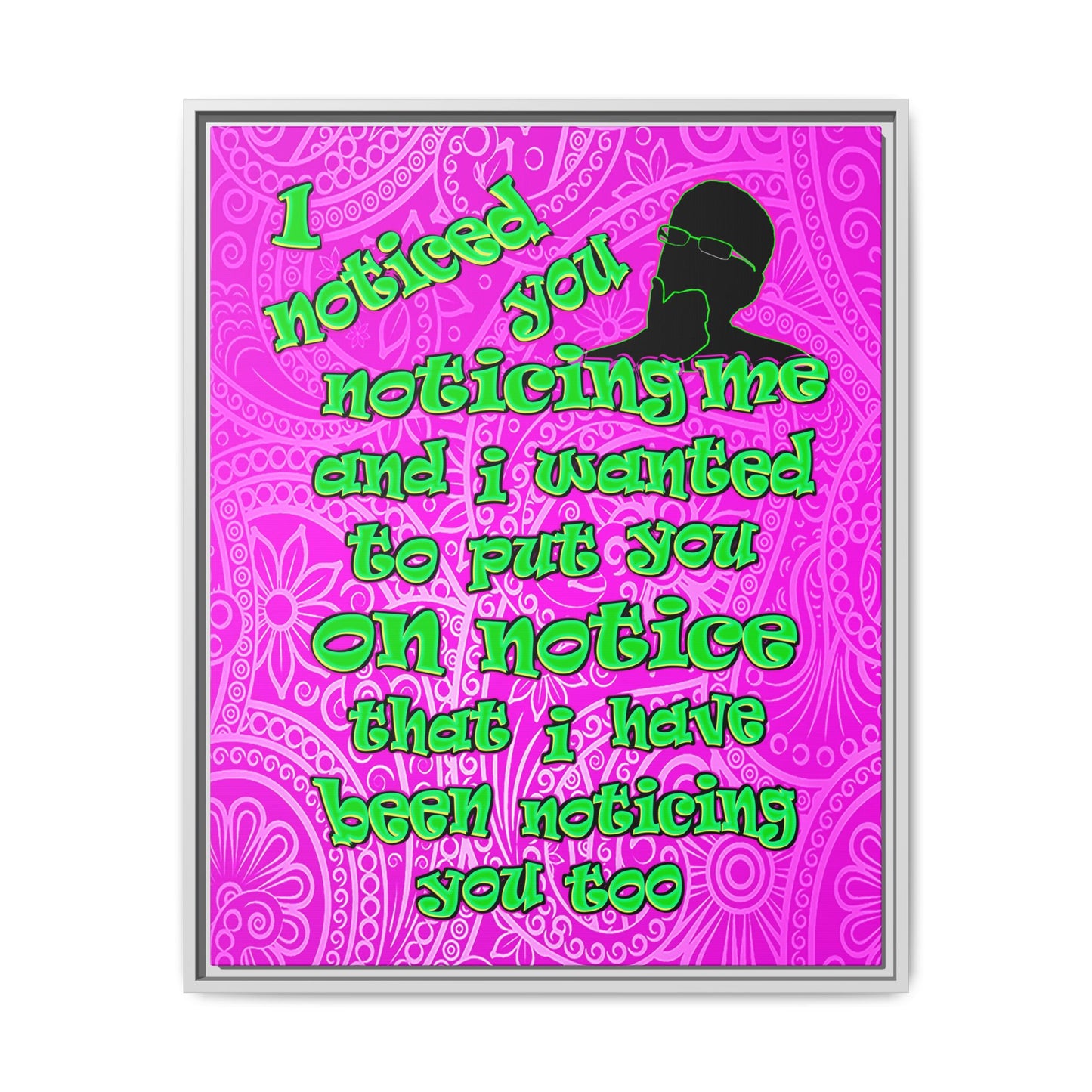 noticed you noticing - framed canvas art (pink swirl)