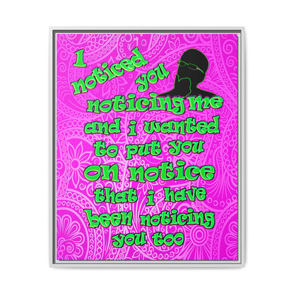 noticed you noticing - framed canvas art (pink swirl)