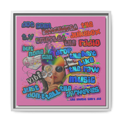 drop the beat - framed canvas art (light pink)