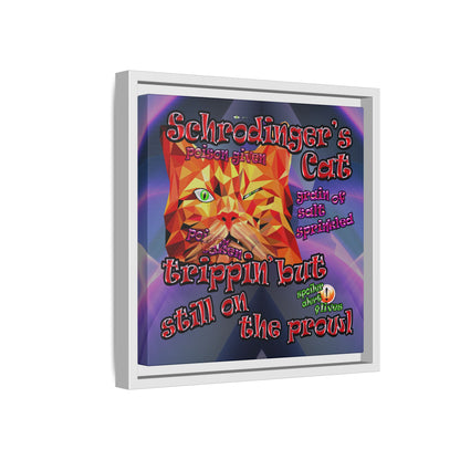 schrodinger's cat - framed canvas art (grey-pink wave)
