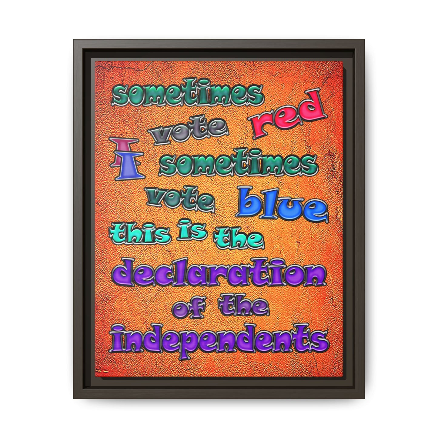 declaration of the independents - framed canvas art (burnt orange)