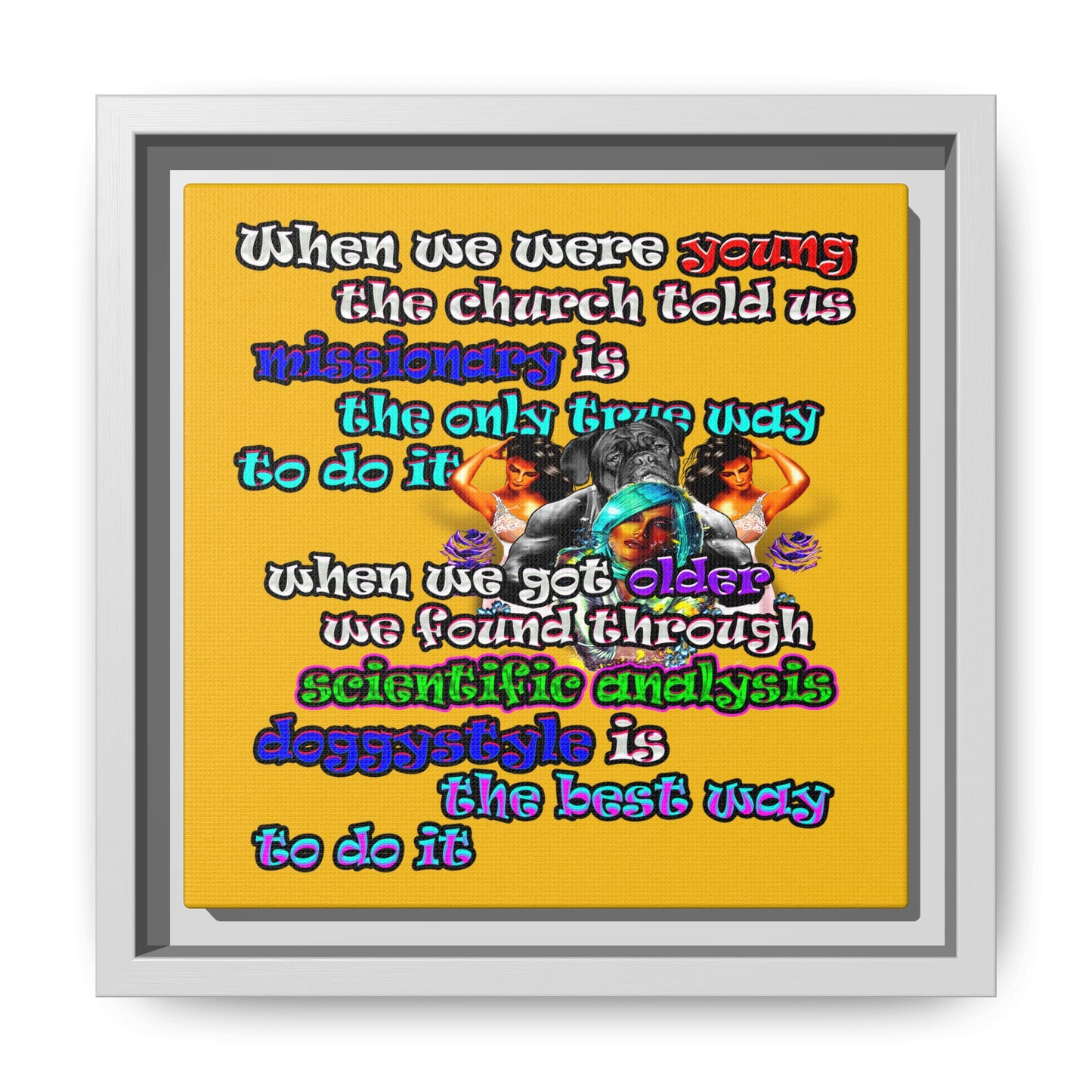 doggystyle - framed canvas art (yellow)
