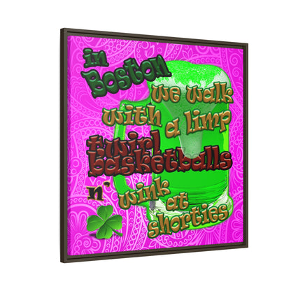 celtics logo - framed canvas art (pink swirl)