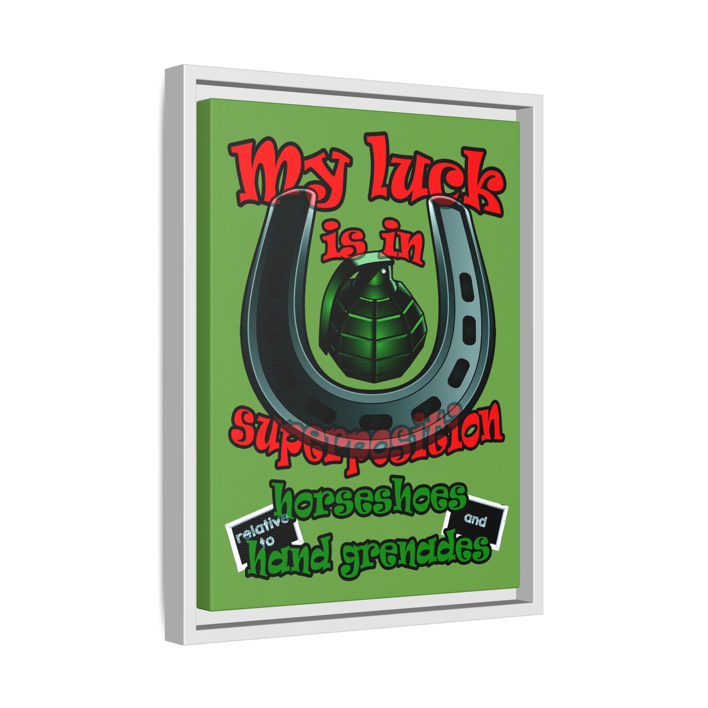my luck - framed canvas art (green)