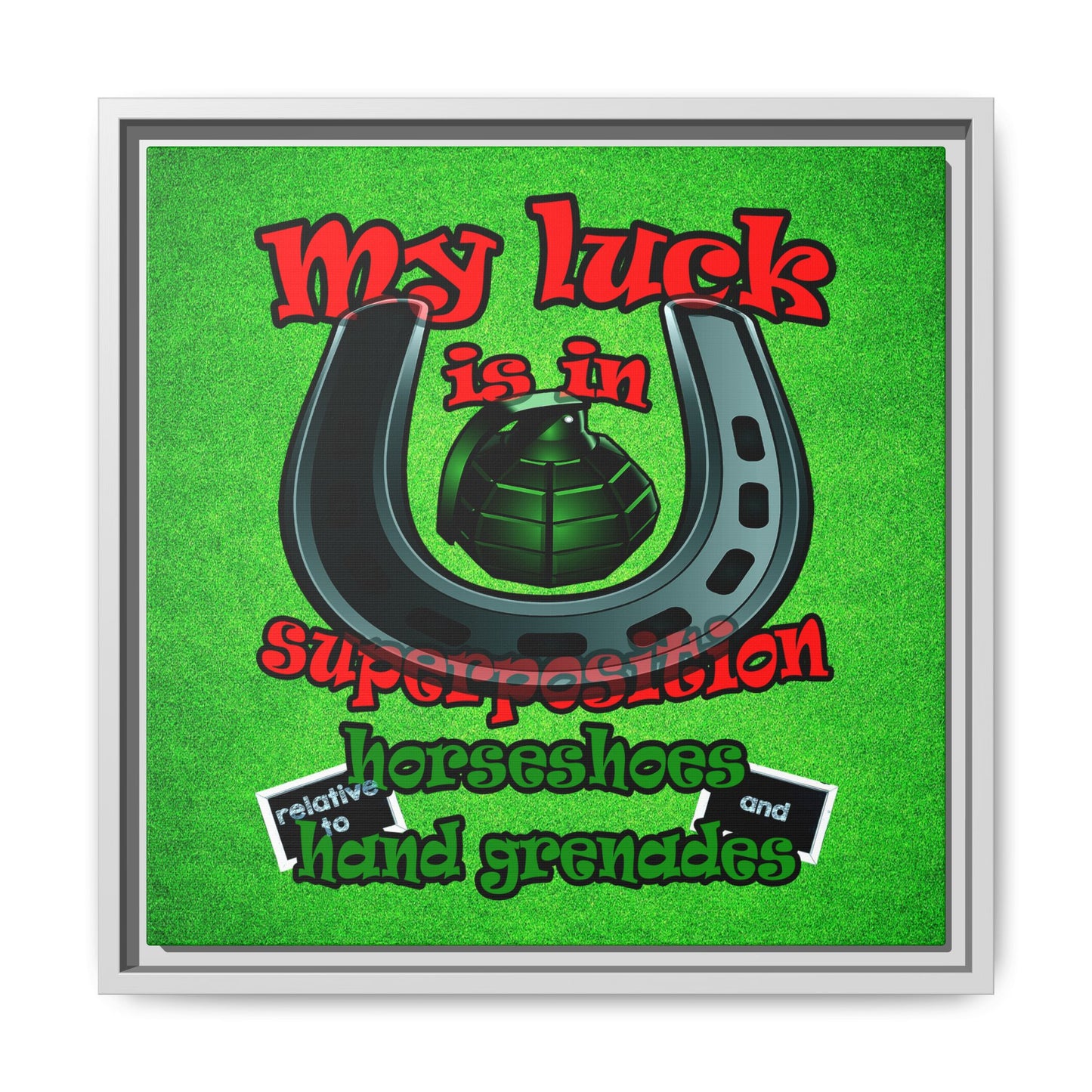 my luck - framed canvas art (green turf)