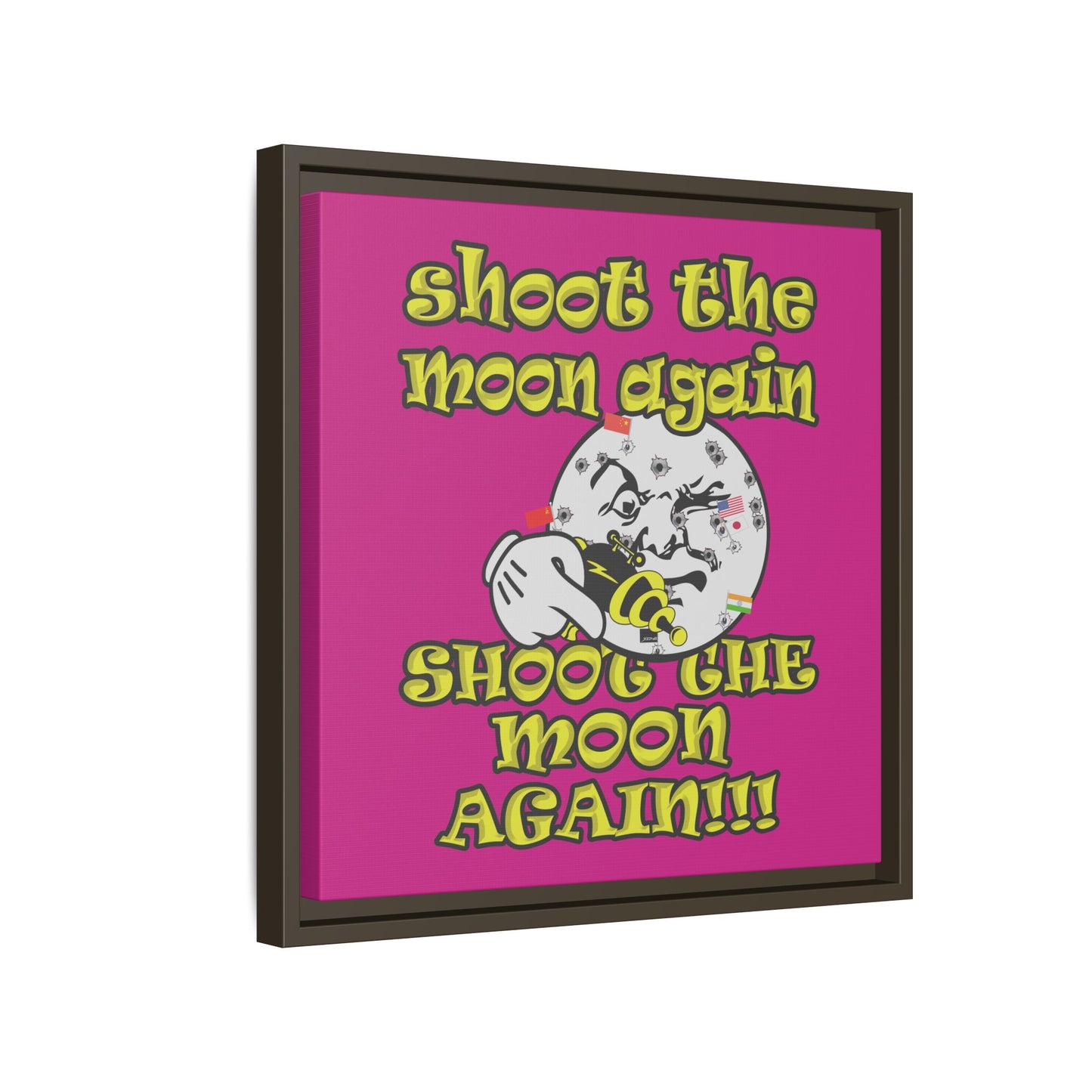 shoot the moon again - framed canvas art (pink)