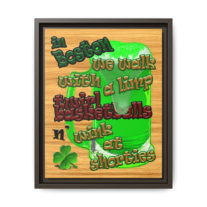 celtics logo - framed canvas art (butterscotch wood finish)