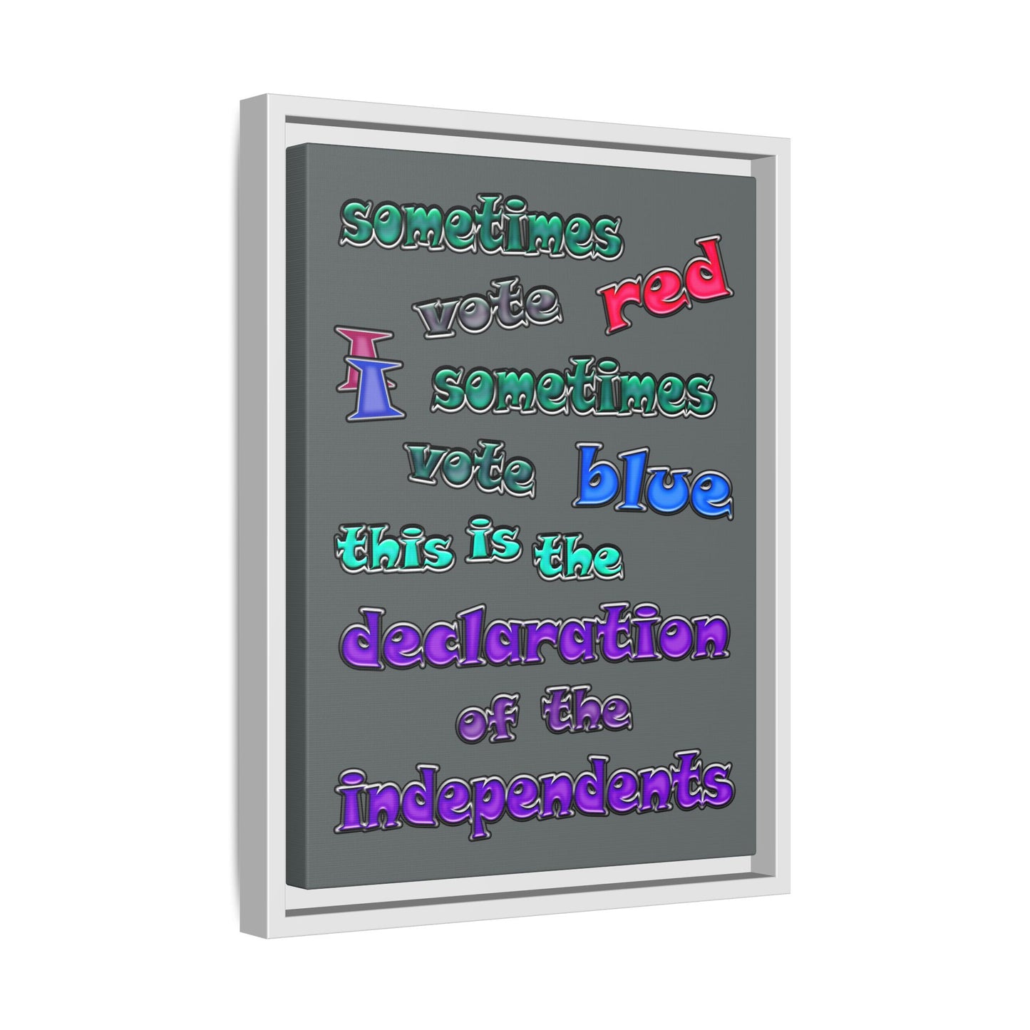 declaration of the independents - framed canvas art (dark grey)