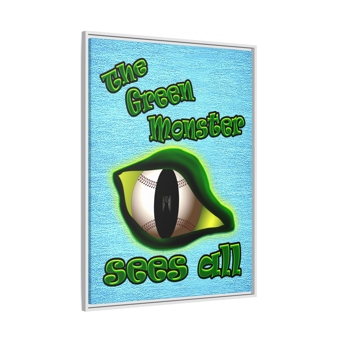 green monster - framed canvas art (faded blue)
