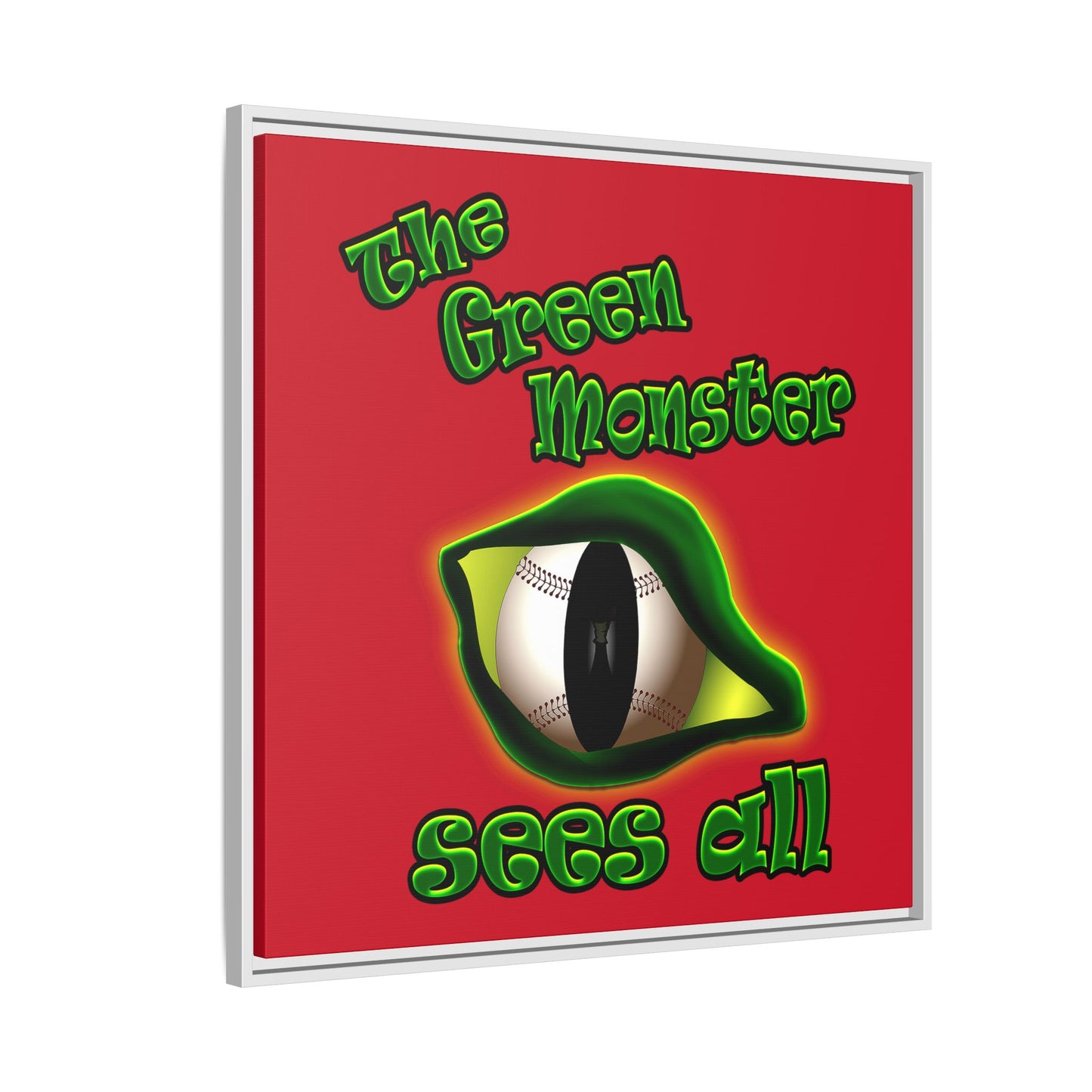 green monster - framed canvas art (dark red)