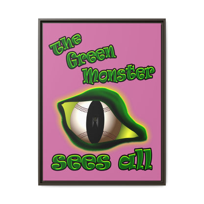 green monster - framed canvas art (light pink)