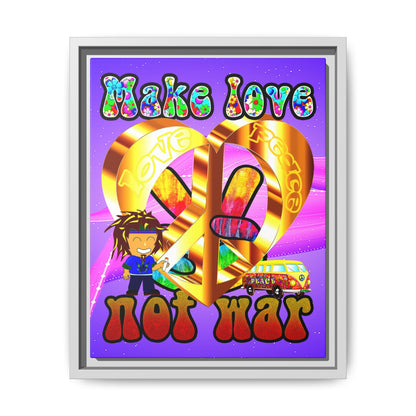 love peace - framed canvas art (purple-pink wave)