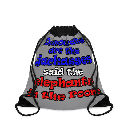 donkeys and elephants - Drawstring Bag (grey)