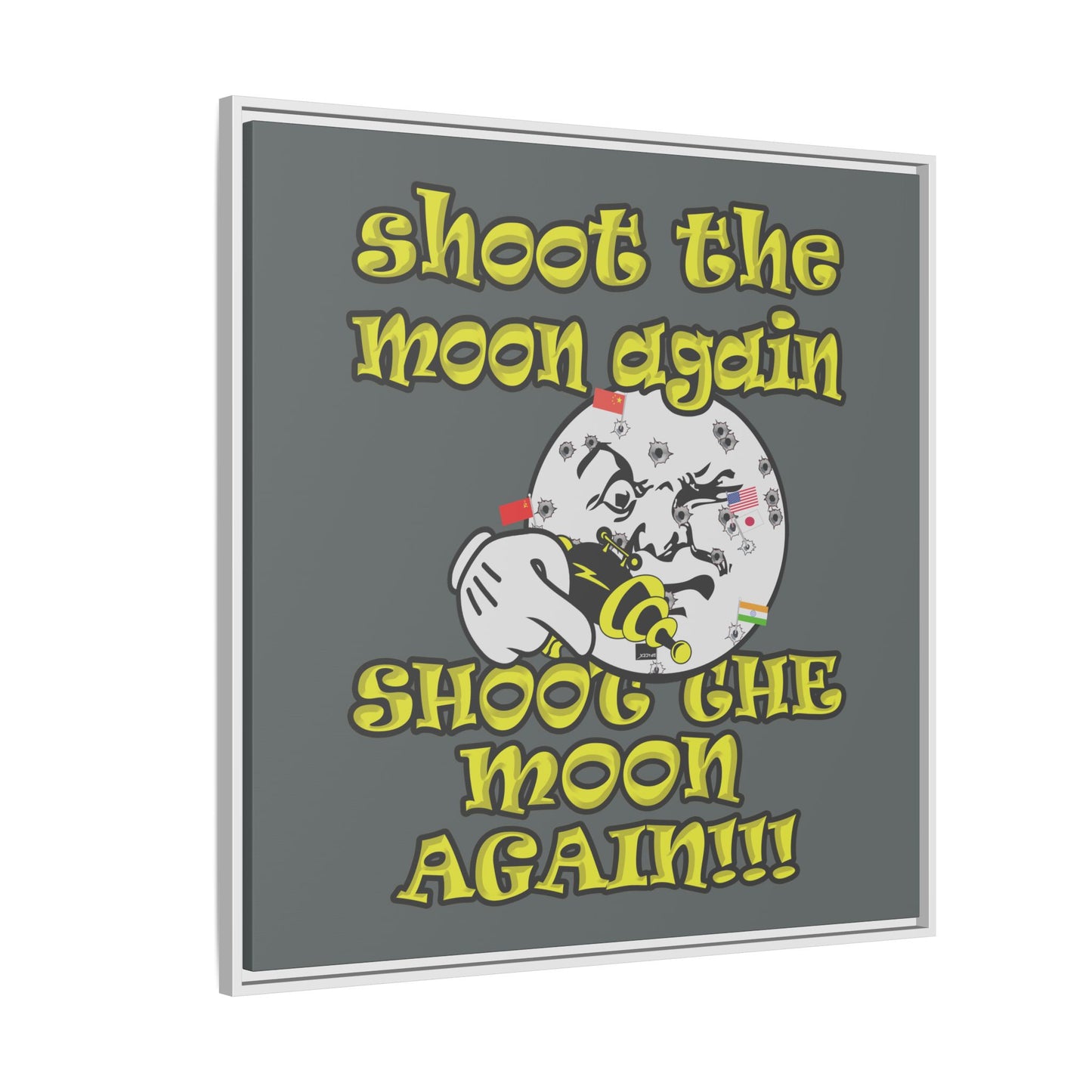 shoot the moon again - framed canvas art (dark grey)