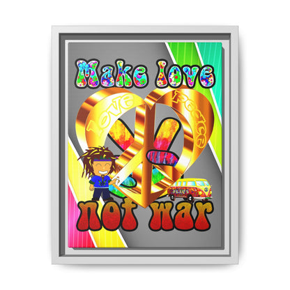 love peace - framed canvas art (rainbow split)