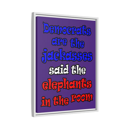 donkeys and elephants - framed canvas art (purple)
