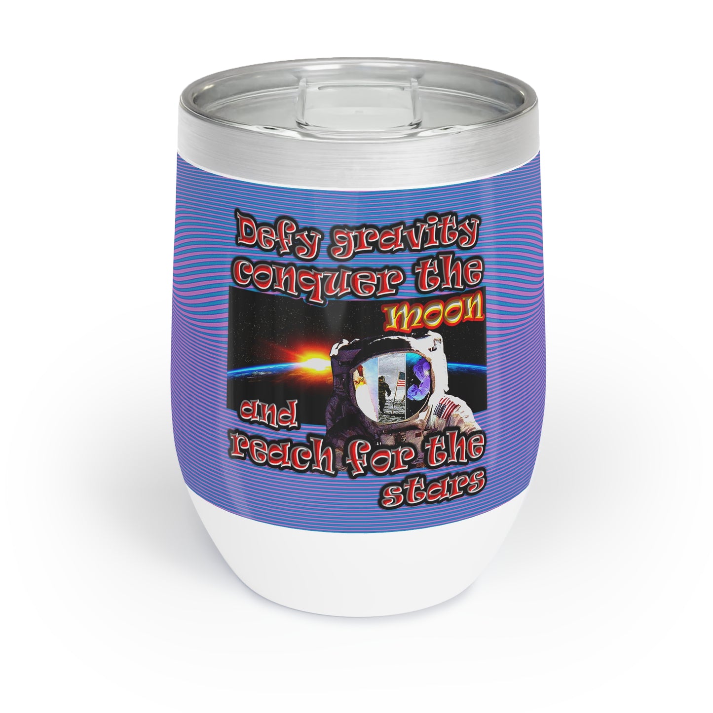 defy conquer reach - Chill Wine Tumbler (light blue-purple wave)