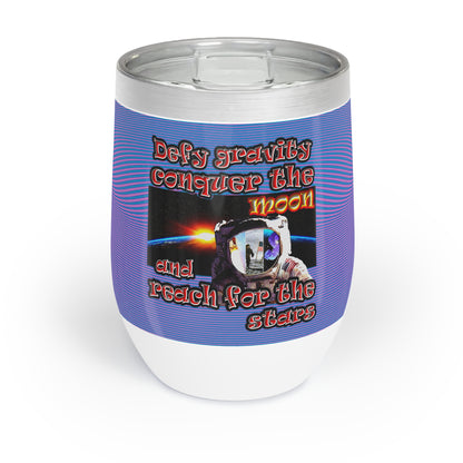defy conquer reach - Chill Wine Tumbler (light blue-purple wave)