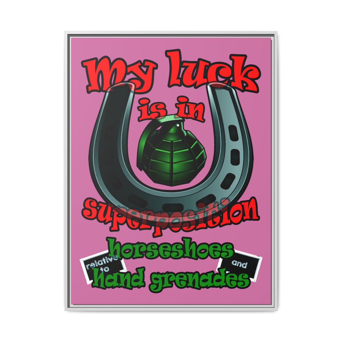 my luck - framed canvas art (light pink)
