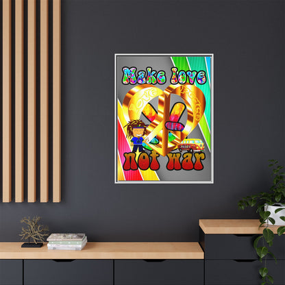 love peace - framed canvas art (rainbow split)