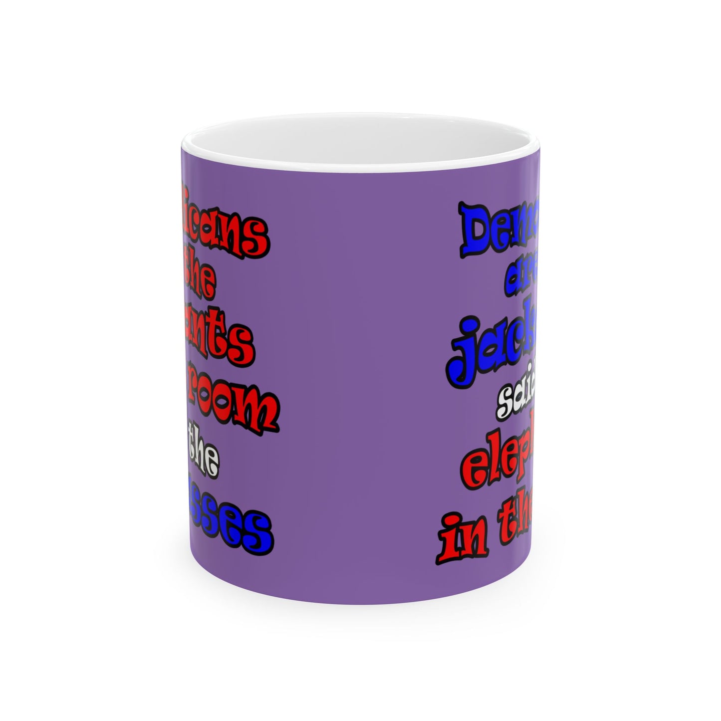 donkeys and elephants - White Mug (light purple)