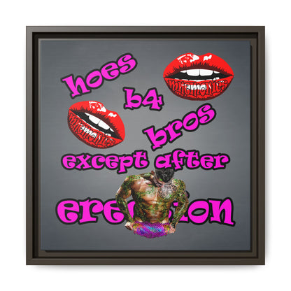 hoes b4 bros - framed canvas art (grey-light grey)
