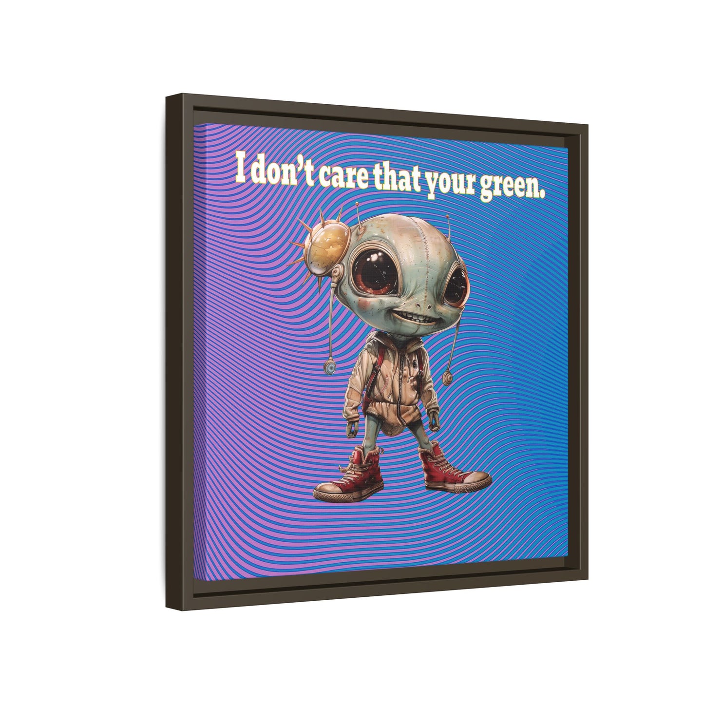 I don't care that your green - framed canvas art (light blue-purple wave)