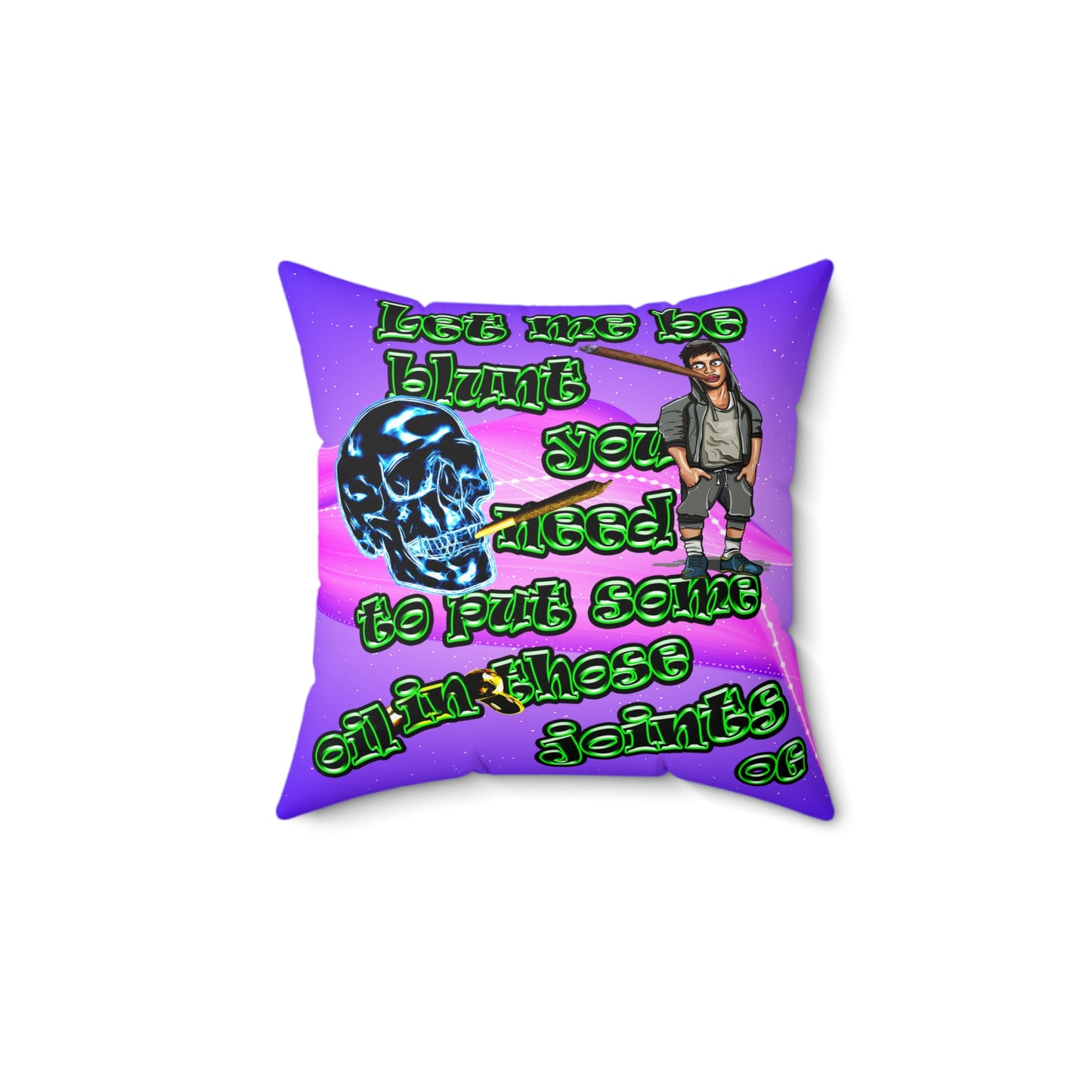 og - Spun Polyester Square Pillow - (purple-pink wave)