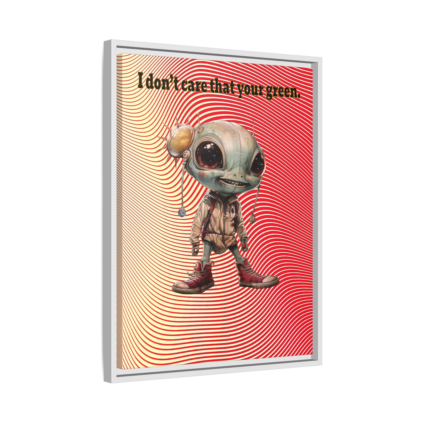 I don't care that your green - framed canvas art (yellow-orange wave)