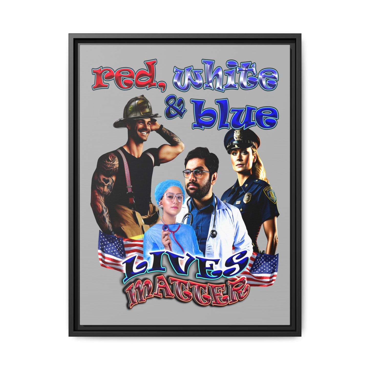 rw&b lives matter - framed canvas art (light grey)