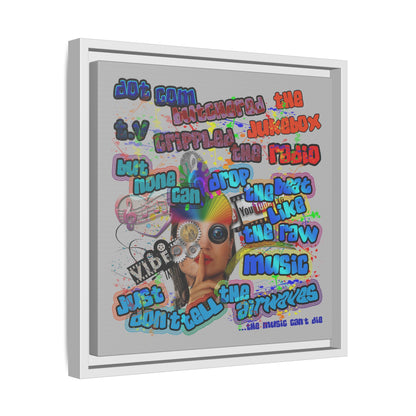 drop the beat - framed canvas art (light grey)