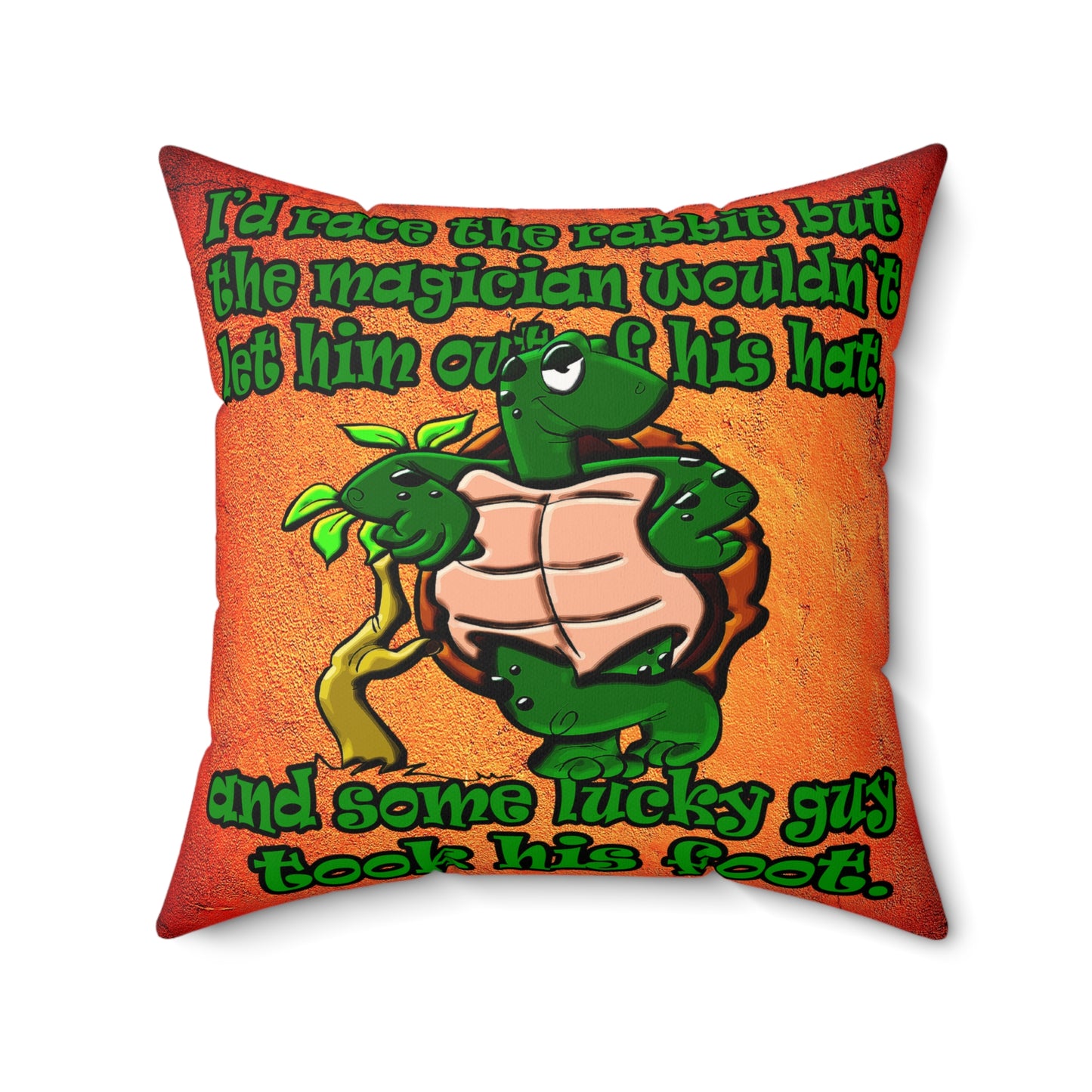 turtle race - Faux Suede Square Pillow - (burnt orange)