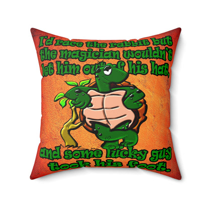 turtle race - Faux Suede Square Pillow - (burnt orange)