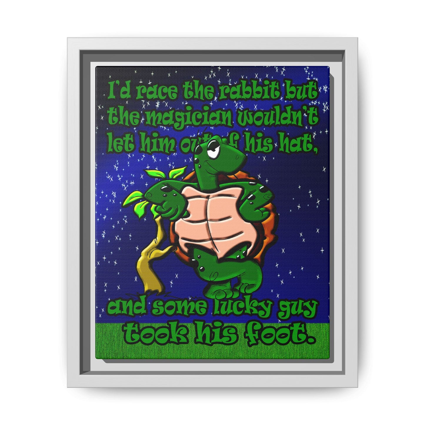 turtle race - framed canvas art ('snoops' background)