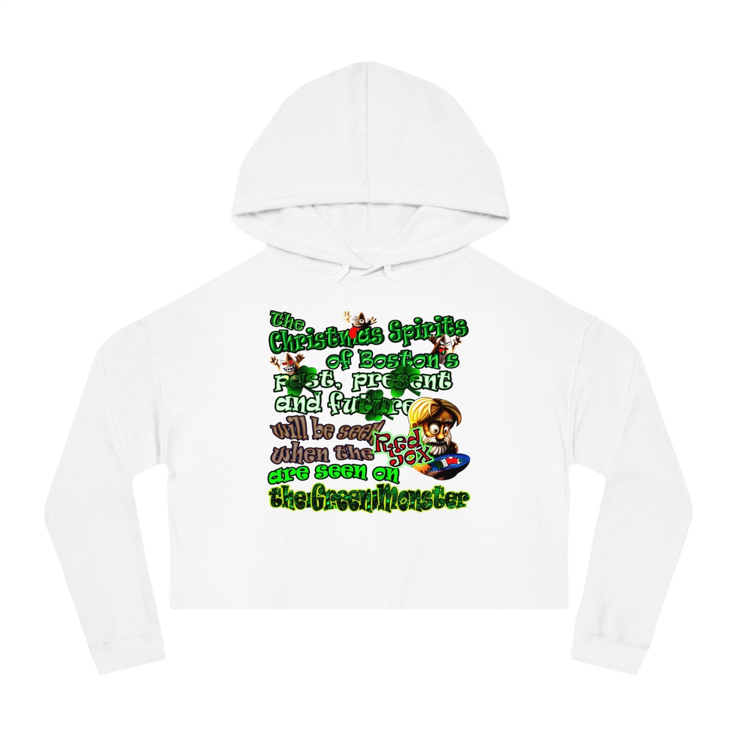 christmas spirits of boston - Women’s Cropped Hooded Sweatshirt
