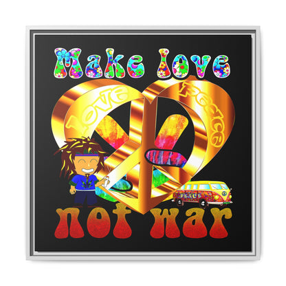 love peace - framed canvas art (black)