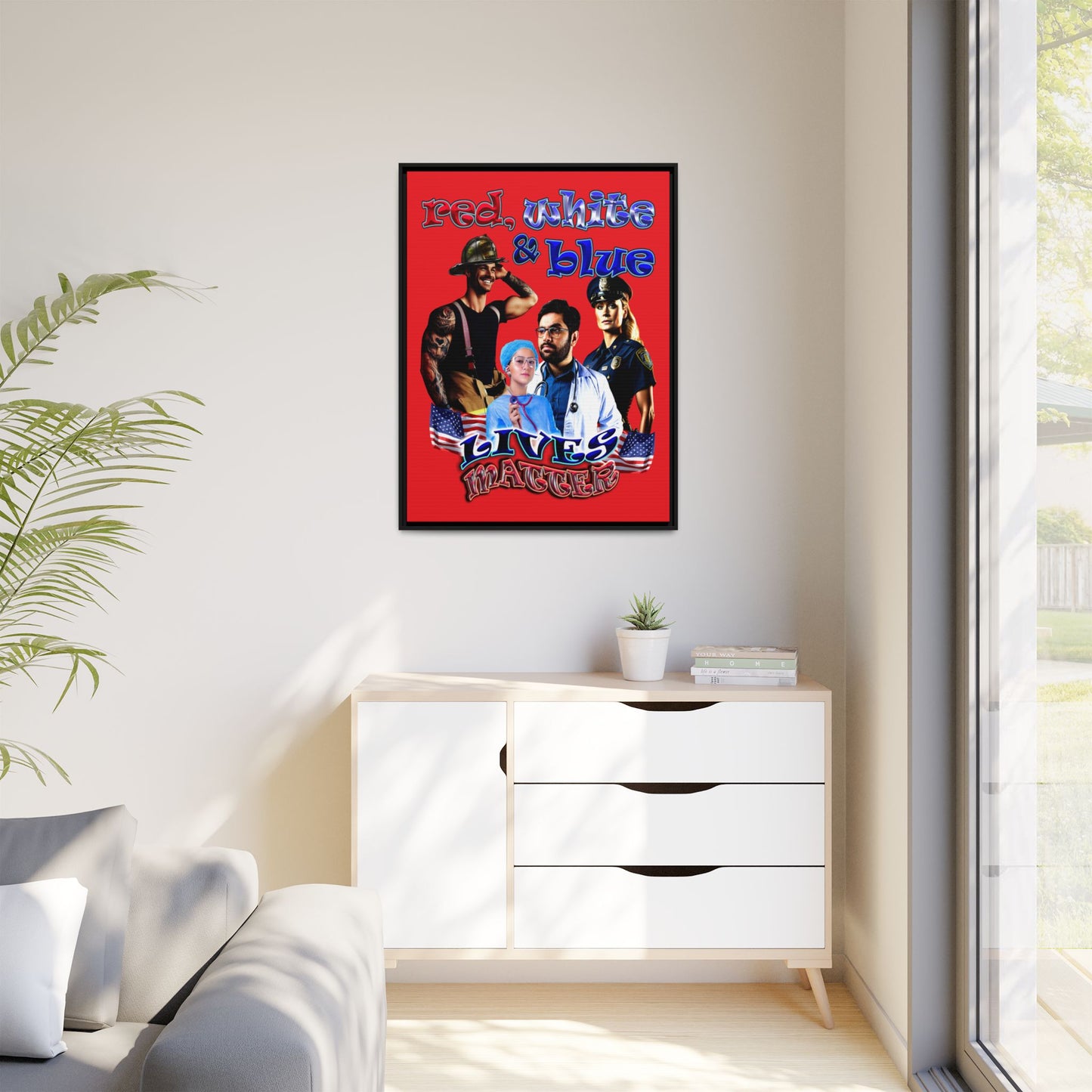 rw&b lives matter - framed canvas art (red)
