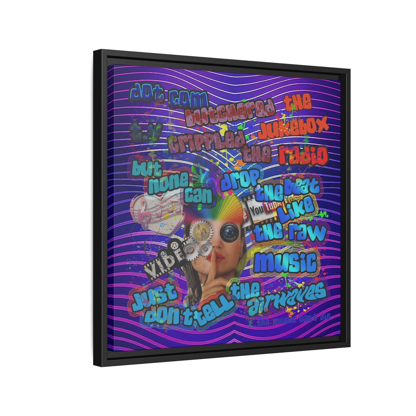 drop the beat - framed canvas art (purple wave)