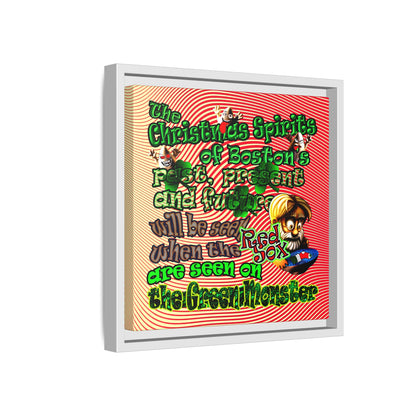 christmas spirits of boston - framed canvas art (yellow-orange wave)